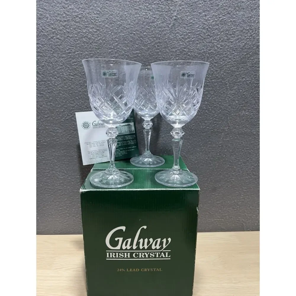 Galway ORANMORE Red Wine Irish Crystal Glasses Set of 3